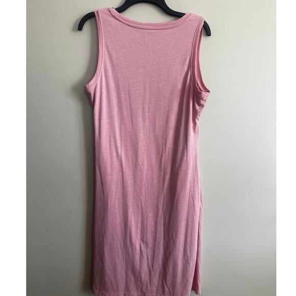 Flattering Ruched Pink Dress Large Stretch Sleeveless Bodycon Casual - Picture 3 of 8